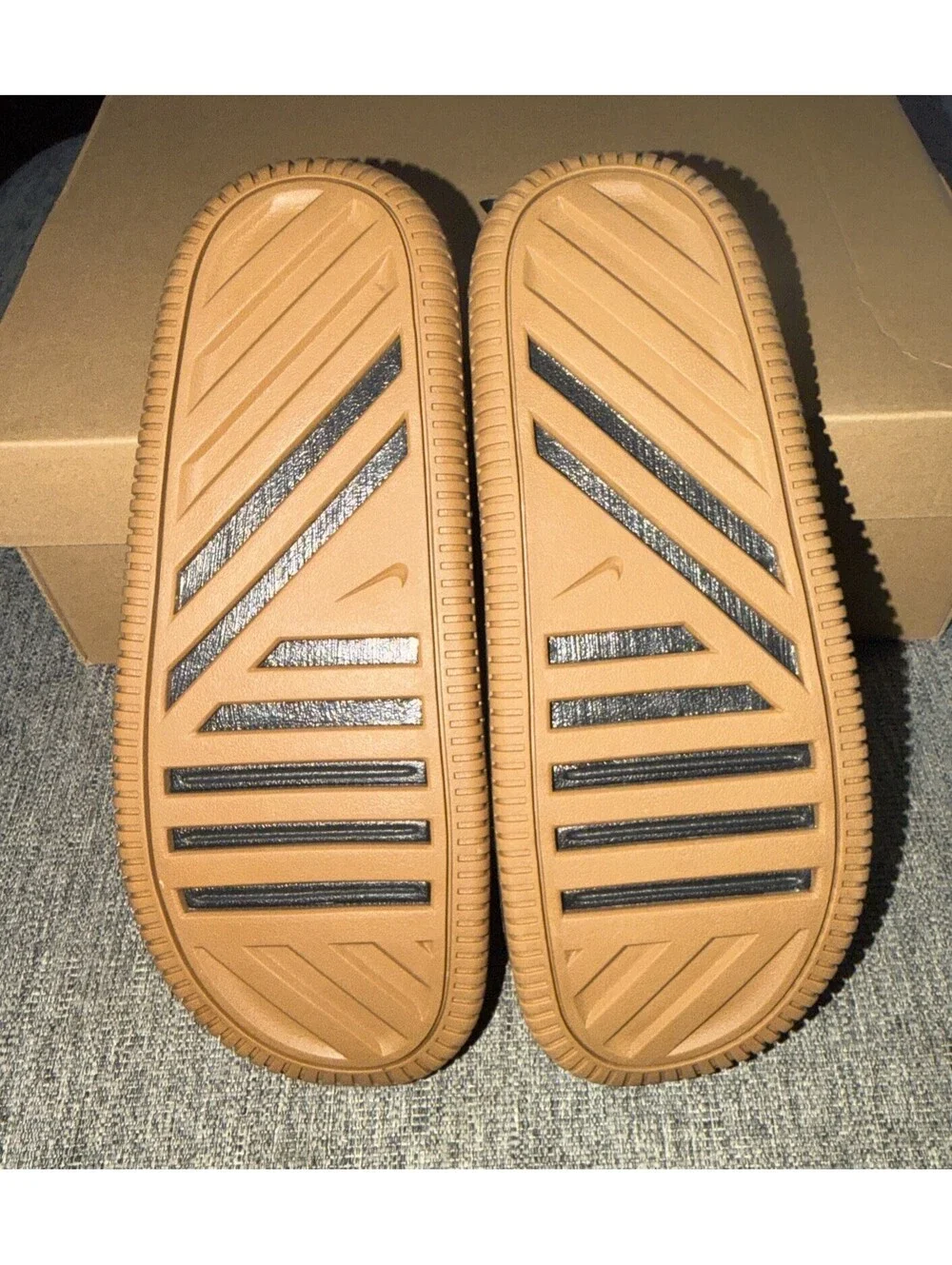 Nike Calm Slide 2.0 Black/Gum Med Brown Men's 7 Women's 8 Sandals IB0183-002 NIB